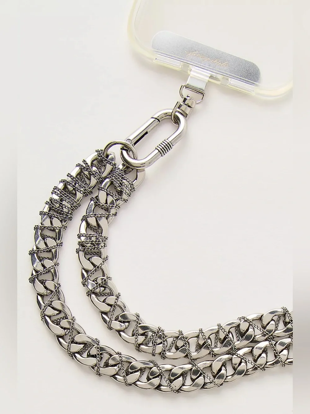 NWT FREE PEOPLE Chunky Chain Phone Crossbody | Rhodium MSRP $48